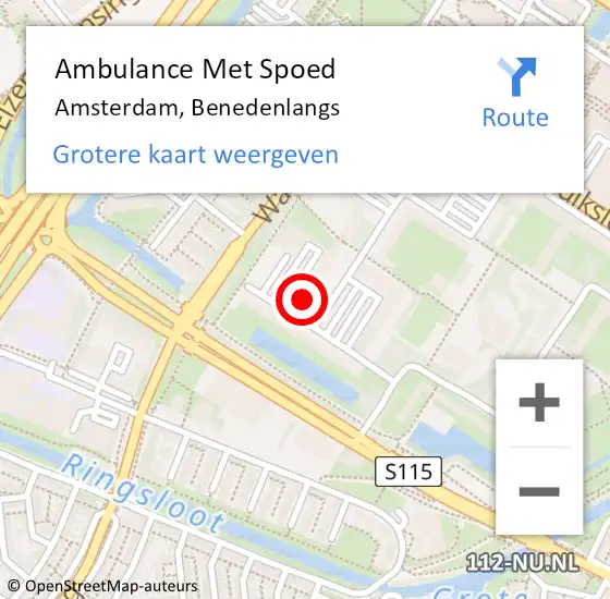 Locatie op kaart van de 112 melding: Ambulance Met Spoed Naar Amsterdam, Bovenover op 2 november 2023 14:15