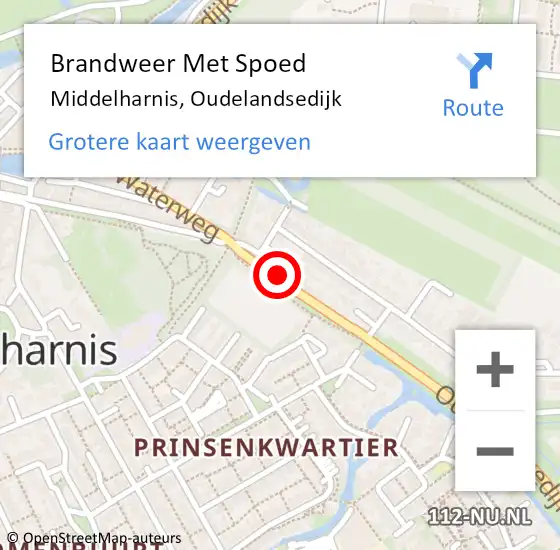 Locatie op kaart van de 112 melding: Brandweer Met Spoed Naar Middelharnis, Oudelandsedijk op 2 november 2023 14:27
