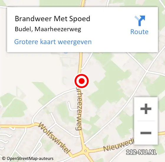 Locatie op kaart van de 112 melding: Brandweer Met Spoed Naar Budel, Maarheezerweg op 2 november 2023 14:27