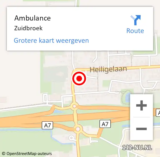 Locatie op kaart van de 112 melding: Ambulance Zuidbroek op 2 november 2023 15:03