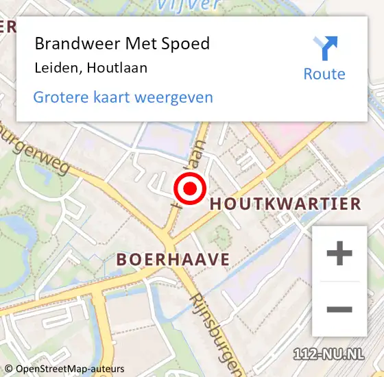 Locatie op kaart van de 112 melding: Brandweer Met Spoed Naar Leiden, Houtlaan op 2 november 2023 15:16