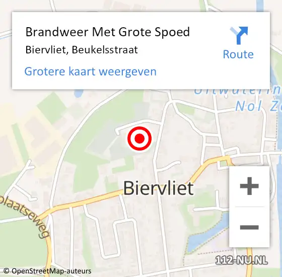 Locatie op kaart van de 112 melding: Brandweer Met Grote Spoed Naar Biervliet, Beukelsstraat op 2 november 2023 15:17