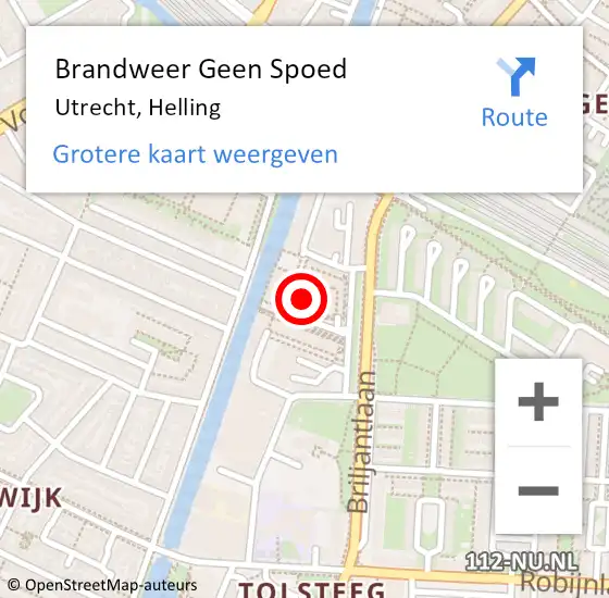 Locatie op kaart van de 112 melding: Brandweer Geen Spoed Naar Utrecht, Helling op 2 november 2023 15:22