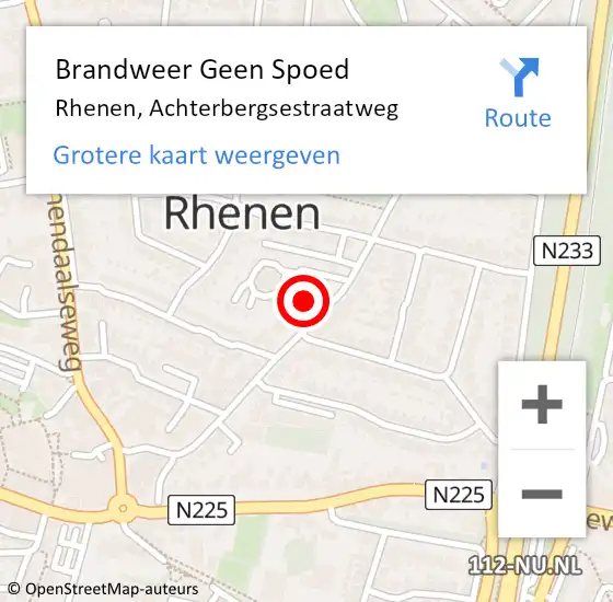 Locatie op kaart van de 112 melding: Brandweer Geen Spoed Naar Rhenen, Achterbergsestraatweg op 2 november 2023 15:33