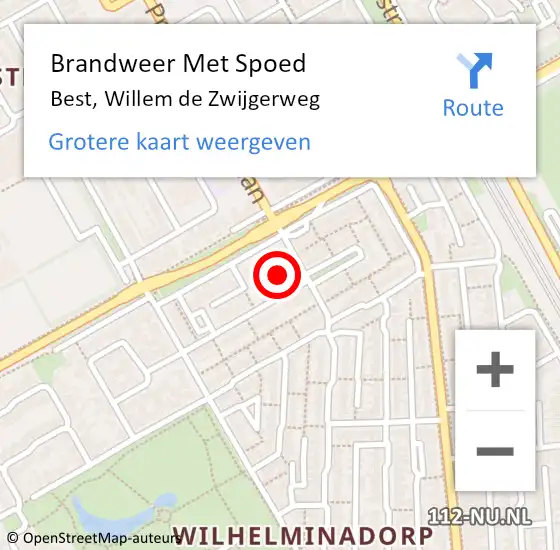 Locatie op kaart van de 112 melding: Brandweer Met Spoed Naar Best, Willem de Zwijgerweg op 2 november 2023 15:34