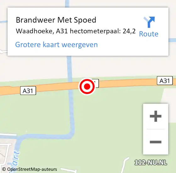 Locatie op kaart van de 112 melding: Brandweer Met Spoed Naar Waadhoeke, A31 hectometerpaal: 24,2 op 2 november 2023 15:41