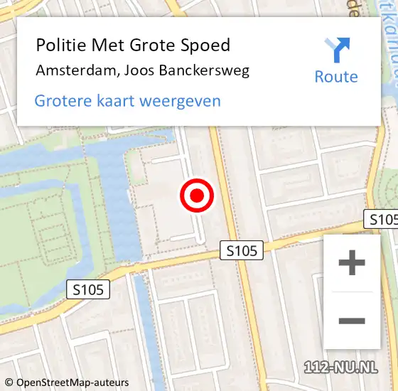 Locatie op kaart van de 112 melding: Politie Met Grote Spoed Naar Amsterdam, Joos Banckersweg op 2 november 2023 15:48