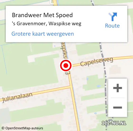 Locatie op kaart van de 112 melding: Brandweer Met Spoed Naar 's Gravenmoer, Waspikse weg op 2 november 2023 15:54