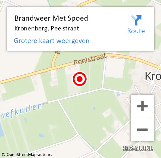 Locatie op kaart van de 112 melding: Brandweer Met Spoed Naar Kronenberg, Peelstraat op 2 november 2023 15:55