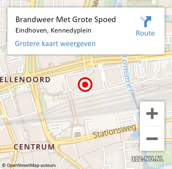 Locatie op kaart van de 112 melding: Brandweer Met Grote Spoed Naar Eindhoven, Kennedyplein op 2 november 2023 15:59
