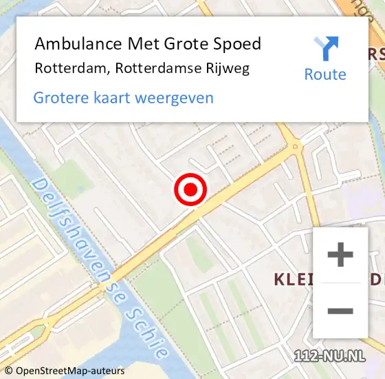 Locatie op kaart van de 112 melding: Ambulance Met Grote Spoed Naar Rotterdam, Rotterdamse Rijweg op 2 november 2023 16:27