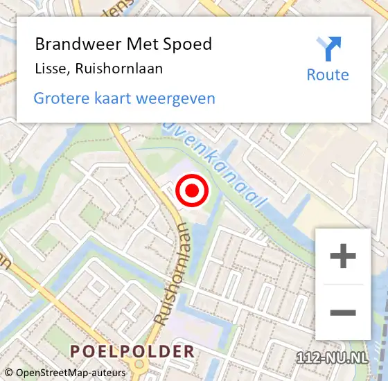 Locatie op kaart van de 112 melding: Brandweer Met Spoed Naar Lisse, Ruishornlaan op 2 november 2023 16:33
