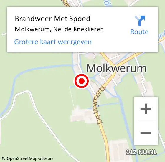 Locatie op kaart van de 112 melding: Brandweer Met Spoed Naar Molkwerum, Nei de Knekkeren op 2 november 2023 17:03