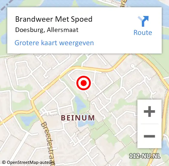 Locatie op kaart van de 112 melding: Brandweer Met Spoed Naar Doesburg, Allersmaat op 2 november 2023 17:04