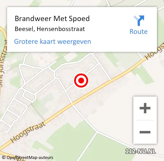 Locatie op kaart van de 112 melding: Brandweer Met Spoed Naar Beesel, Hensenbosstraat op 2 november 2023 17:11