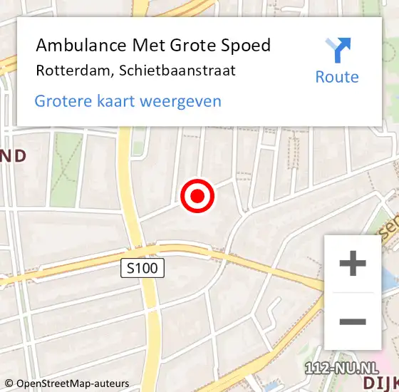 Locatie op kaart van de 112 melding: Ambulance Met Grote Spoed Naar Rotterdam, Schietbaanstraat op 2 november 2023 17:47