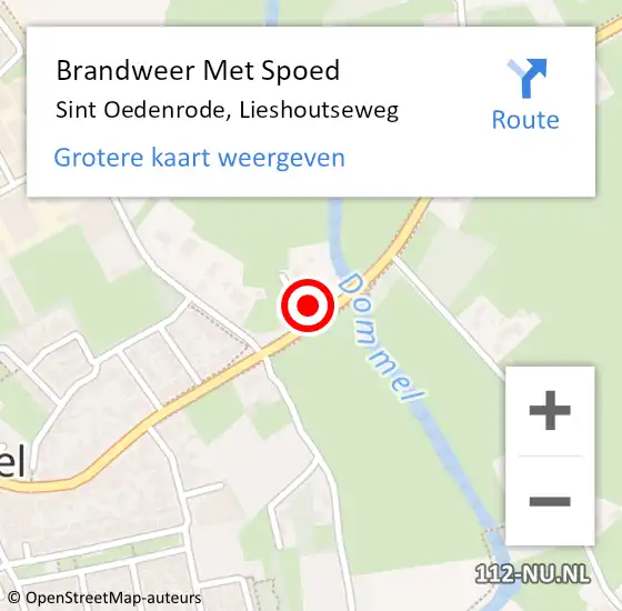 Locatie op kaart van de 112 melding: Brandweer Met Spoed Naar Sint Oedenrode, Lieshoutseweg op 2 november 2023 18:11