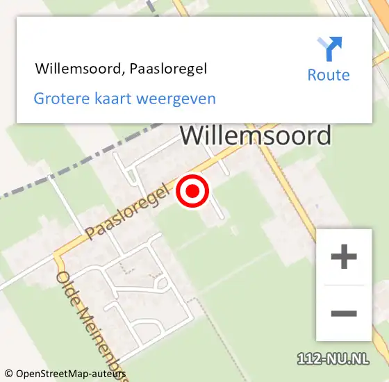 Locatie op kaart van de 112 melding:  Willemsoord, Paasloregel op 2 november 2023 19:21