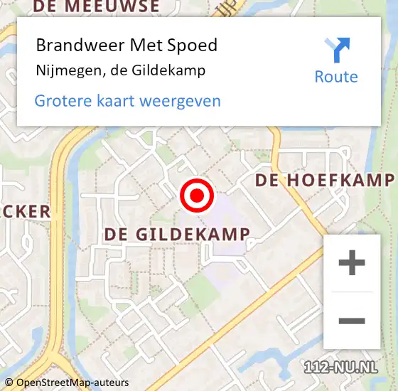 Locatie op kaart van de 112 melding: Brandweer Met Spoed Naar Nijmegen, de Gildekamp op 2 november 2023 20:08
