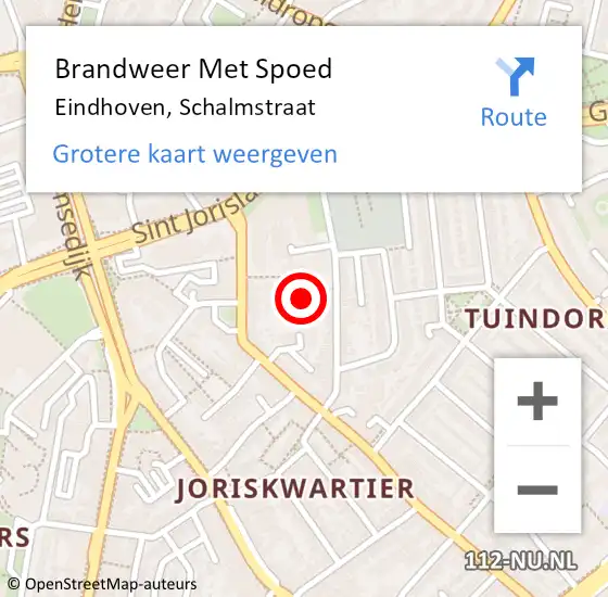 Locatie op kaart van de 112 melding: Brandweer Met Spoed Naar Eindhoven, Schalmstraat op 2 november 2023 20:19