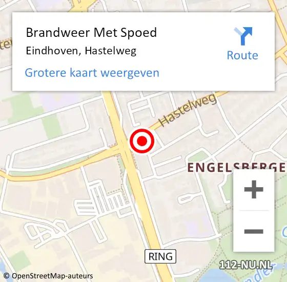 Locatie op kaart van de 112 melding: Brandweer Met Spoed Naar Eindhoven, Hastelweg op 2 november 2023 20:34