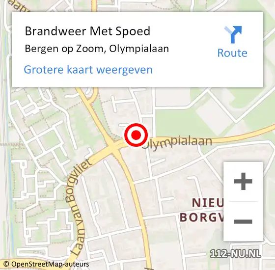 Locatie op kaart van de 112 melding: Brandweer Met Spoed Naar Bergen op Zoom, Olympialaan op 2 november 2023 20:40