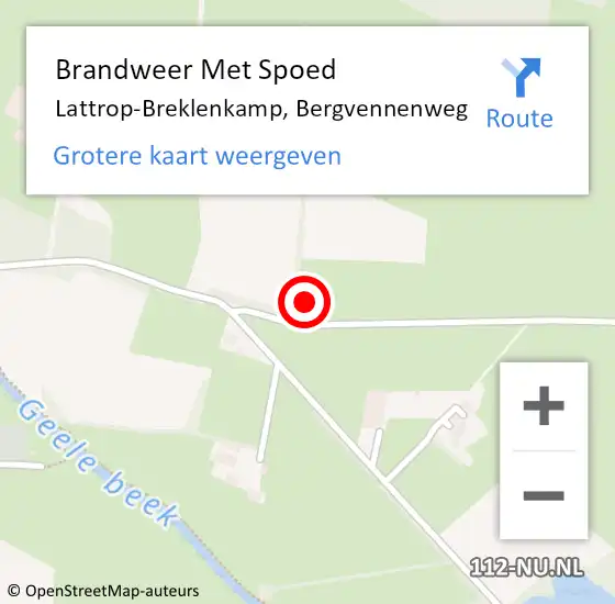 Locatie op kaart van de 112 melding: Brandweer Met Spoed Naar Lattrop-Breklenkamp, Bergvennenweg op 2 november 2023 20:42