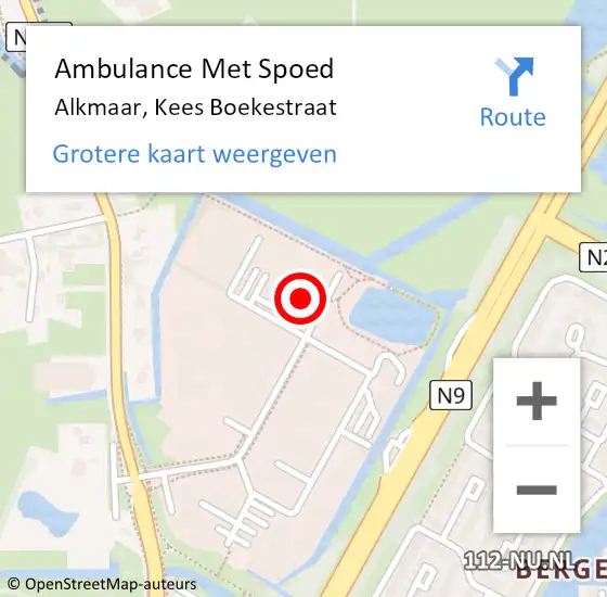 Locatie op kaart van de 112 melding: Ambulance Met Spoed Naar Alkmaar, Kees Boekestraat op 2 november 2023 20:56