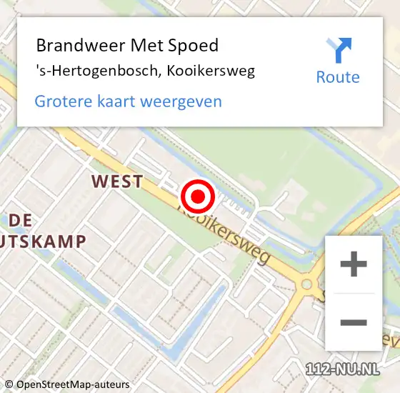 Locatie op kaart van de 112 melding: Brandweer Met Spoed Naar 's-Hertogenbosch, Kooikersweg op 2 november 2023 21:08