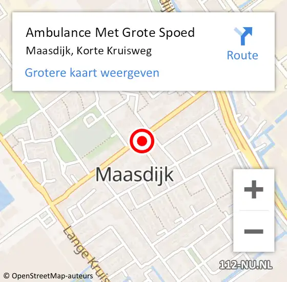 Locatie op kaart van de 112 melding: Ambulance Met Grote Spoed Naar Maasdijk, Korte Kruisweg op 3 november 2023 02:11
