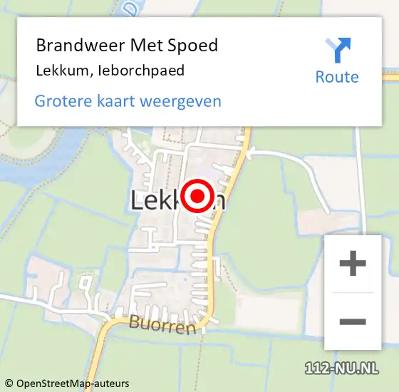 Locatie op kaart van de 112 melding: Brandweer Met Spoed Naar Lekkum, Ieborchpaed op 3 november 2023 06:15
