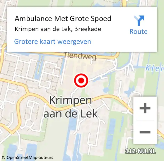 Locatie op kaart van de 112 melding: Ambulance Met Grote Spoed Naar Krimpen aan de Lek, Breekade op 3 november 2023 07:06