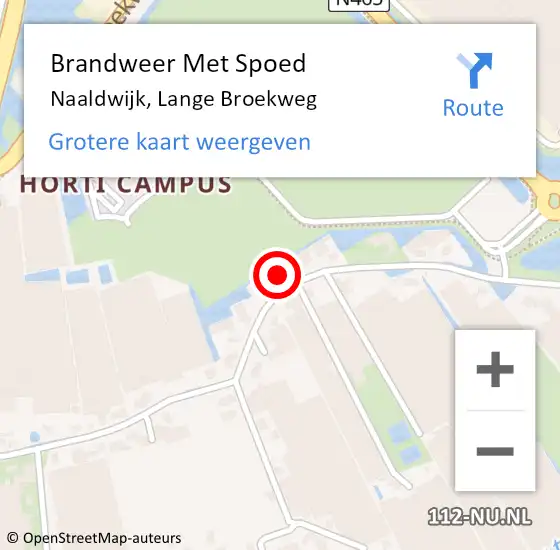 Locatie op kaart van de 112 melding: Brandweer Met Spoed Naar Naaldwijk, Lange Broekweg op 3 november 2023 08:27