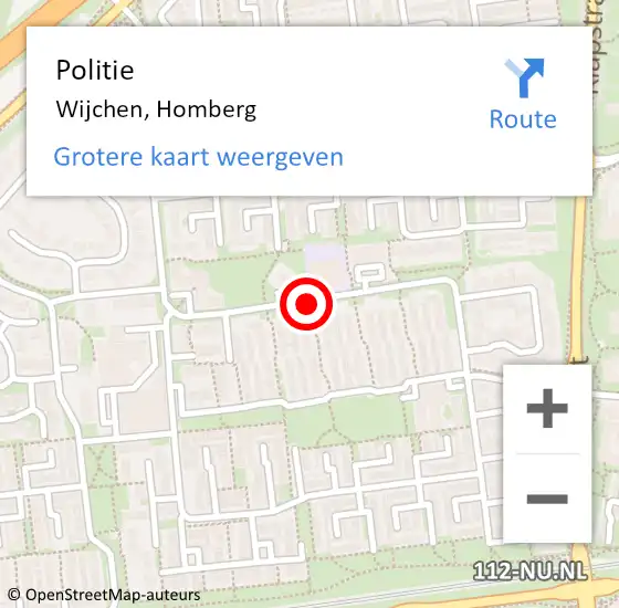 Locatie op kaart van de 112 melding: Politie Wijchen, Homberg op 3 november 2023 08:46