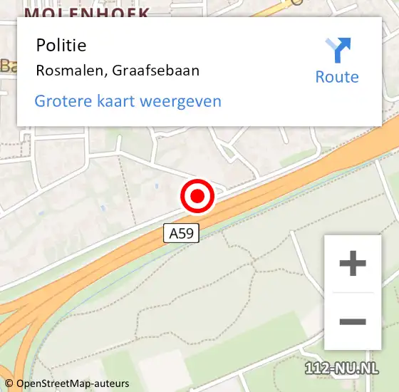 Locatie op kaart van de 112 melding: Politie Rosmalen, Graafsebaan op 3 november 2023 08:57