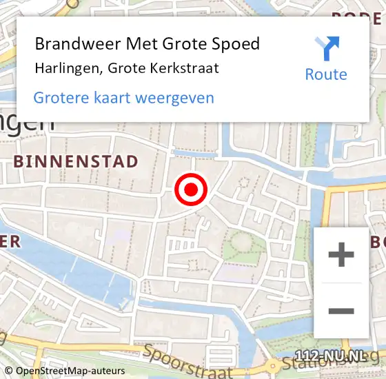 Locatie op kaart van de 112 melding: Brandweer Met Grote Spoed Naar Harlingen, Grote Kerkstraat op 3 november 2023 09:57