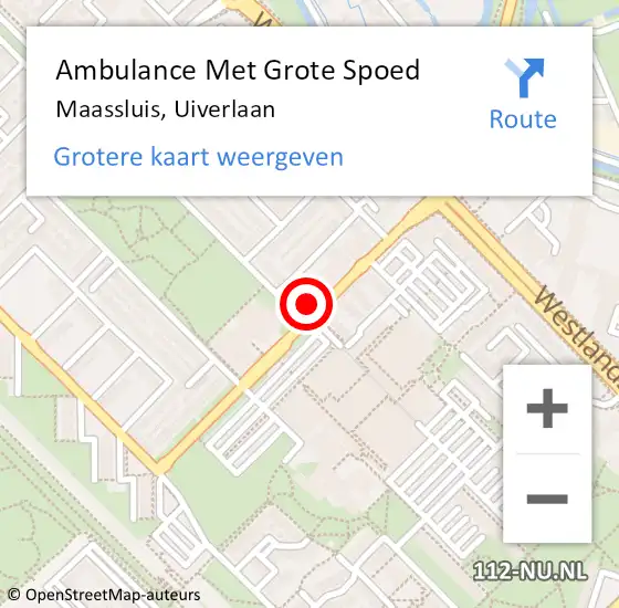 Locatie op kaart van de 112 melding: Ambulance Met Grote Spoed Naar Maassluis, Uiverlaan op 3 november 2023 10:40