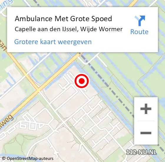 Locatie op kaart van de 112 melding: Ambulance Met Grote Spoed Naar Capelle aan den IJssel, Wijde Wormer op 3 november 2023 11:21
