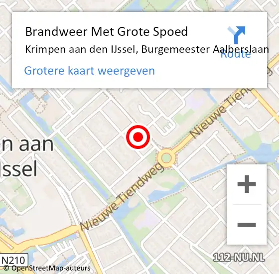 Locatie op kaart van de 112 melding: Brandweer Met Grote Spoed Naar Krimpen aan den IJssel, Burgemeester Aalberslaan op 3 november 2023 11:23