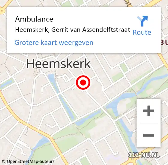 Locatie op kaart van de 112 melding: Ambulance Heemskerk, Gerrit van Assendelftstraat op 3 november 2023 11:23