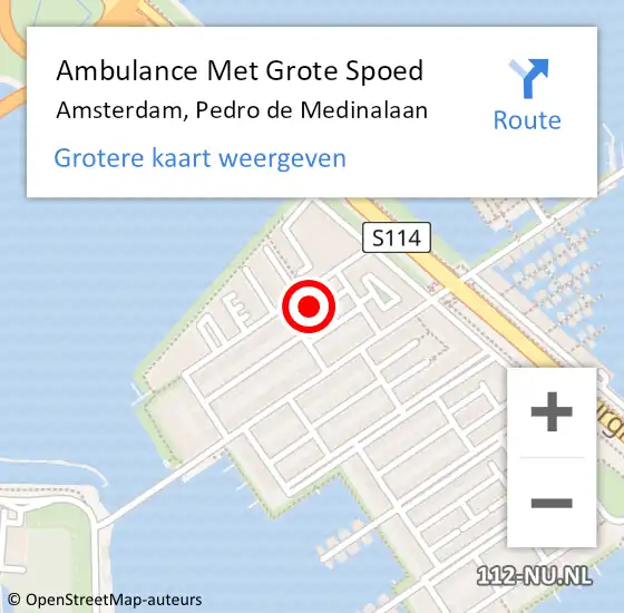 Locatie op kaart van de 112 melding: Ambulance Met Grote Spoed Naar Amsterdam, Pedro de Medinalaan op 3 november 2023 11:51