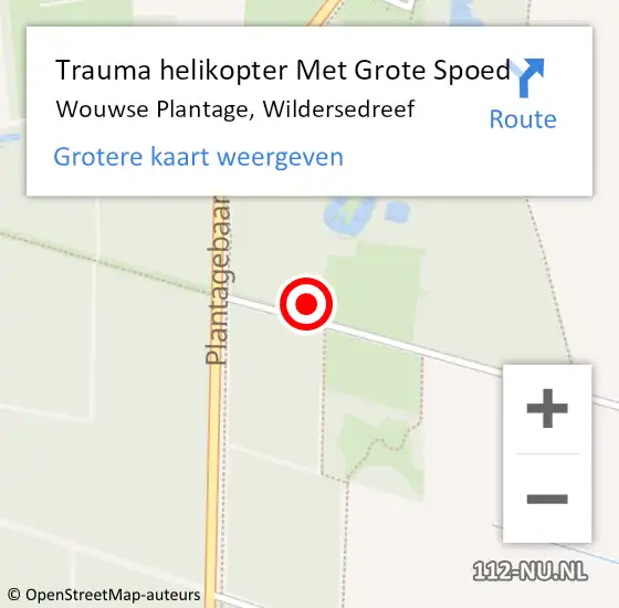 Locatie op kaart van de 112 melding: Trauma helikopter Met Grote Spoed Naar Wouwse Plantage, Wildersedreef op 3 november 2023 11:54