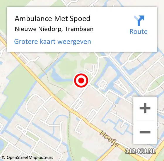 Locatie op kaart van de 112 melding: Ambulance Met Spoed Naar Nieuwe Niedorp, Trambaan op 3 november 2023 12:05