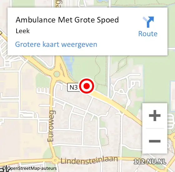 Locatie op kaart van de 112 melding: Ambulance Met Grote Spoed Naar Leek op 3 november 2023 12:10