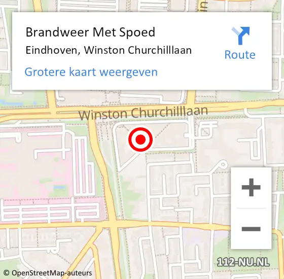 Locatie op kaart van de 112 melding: Brandweer Met Spoed Naar Eindhoven, Winston Churchilllaan op 3 november 2023 12:51