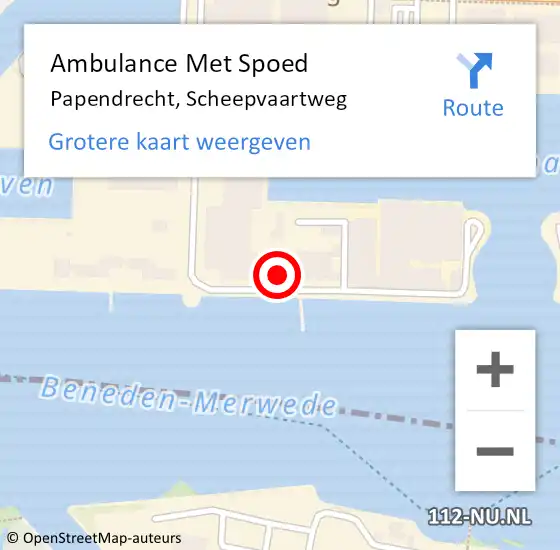 Locatie op kaart van de 112 melding: Ambulance Met Spoed Naar Papendrecht, Scheepvaartweg op 3 november 2023 13:00