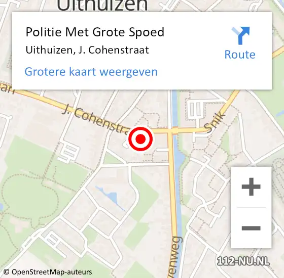 Locatie op kaart van de 112 melding: Politie Met Grote Spoed Naar Uithuizen, J. Cohenstraat op 3 november 2023 13:57