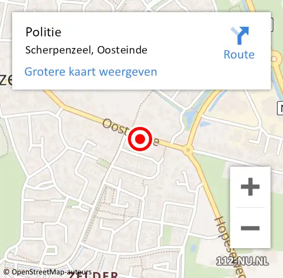 Locatie op kaart van de 112 melding: Politie Scherpenzeel, Oosteinde op 3 november 2023 14:20