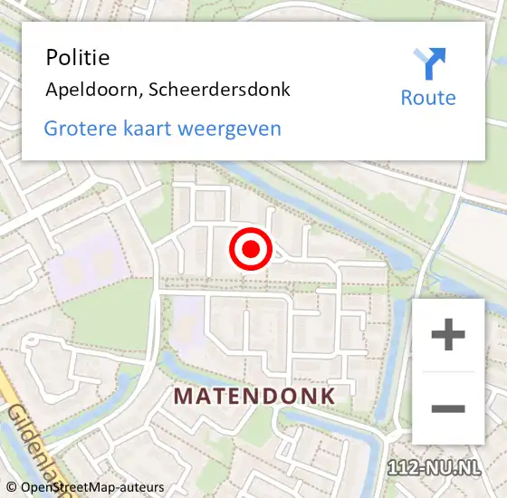 Locatie op kaart van de 112 melding: Politie Apeldoorn, Scheerdersdonk op 3 november 2023 14:33