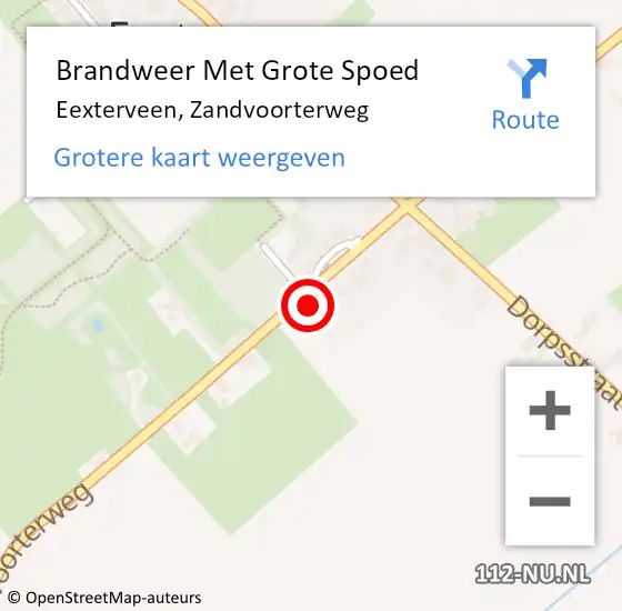 Locatie op kaart van de 112 melding: Brandweer Met Grote Spoed Naar Eexterveen, Zandvoorterweg op 3 november 2023 15:04